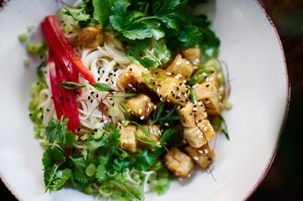 pasta, coriander, salad